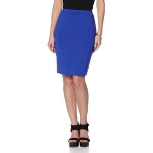 Colleen Lopez Women's "Summer Essential" Stretch Knit Skirt Blue Large Size HSN